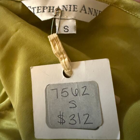 Stephanie Anne Luxury 100% Silk Slip Dress, Chartreuse Green, Small NWT - Picture 5 of 7